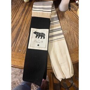 Mama is Cookin Kitchen Towel Black Bear Paw Print Striped Loop Home Decor